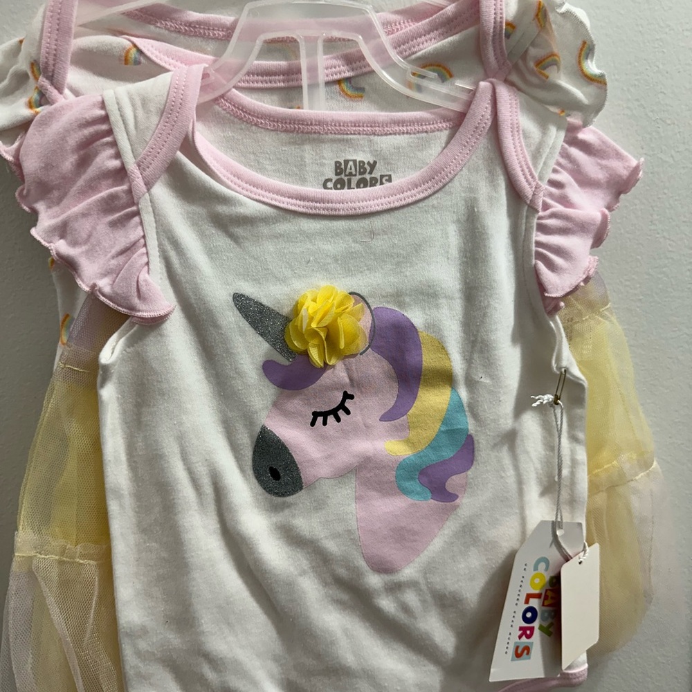 Baby Colors Unicorn onesies with Tulle Skirt